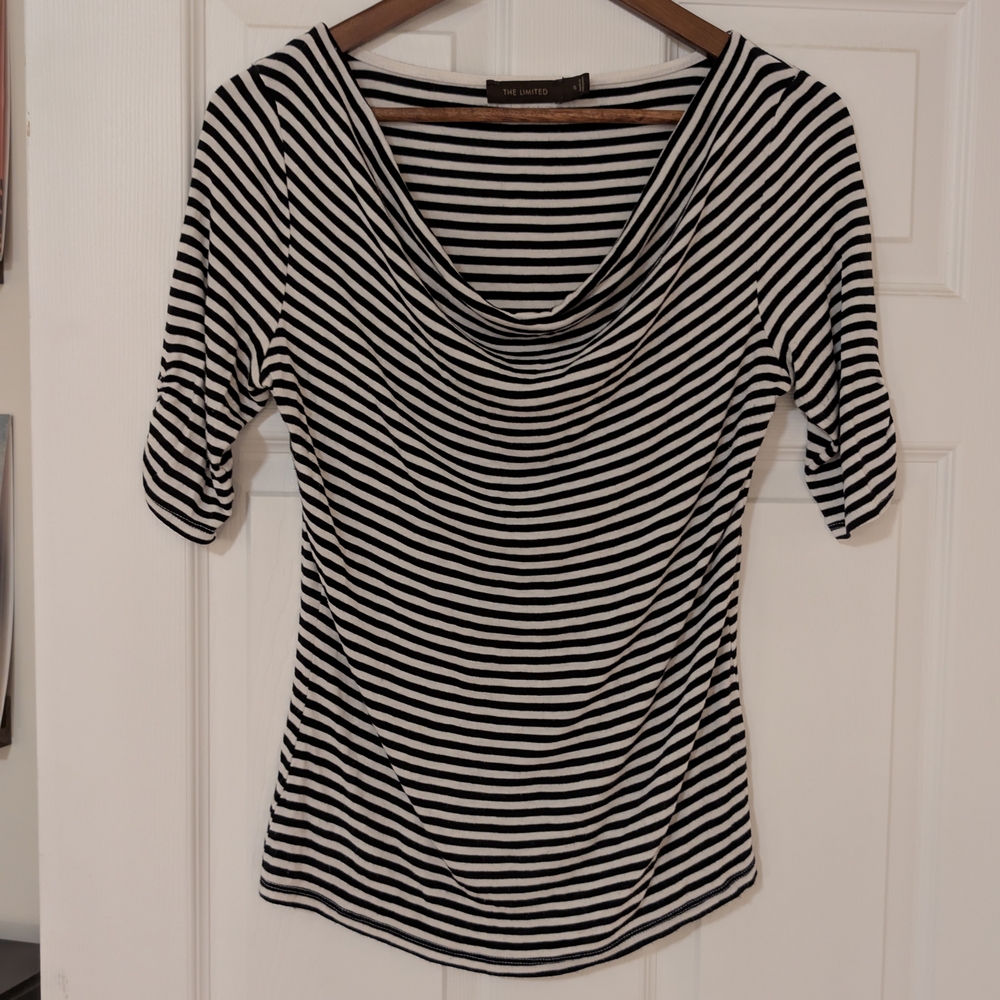 BOGO! The Limited Women's Black and White Striped Blouse S